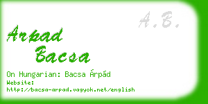 arpad bacsa business card