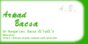 arpad bacsa business card